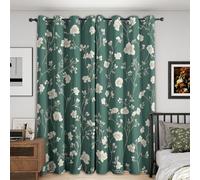 Green Floral Curtains for Bedroom 66 x 84, Rustic Flower Curtains Blackout Living Room Home Decor, Printed Window Eyelet Drapes 84 Inch Drop 2 Panels - yu217