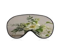 Green Floral Design Eye Mask, Adjustable Strip, Blocks Light Sleep Mask, Sleep Eye Mask for Night Sleeping Travel Nap 8.1 * 4.1 Inches