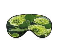 Green Floral Eye Mask, Adjustable Strip, Blocks Light Sleep Mask, Sleep Eye Mask for Night Sleeping Travel Nap 8.1 * 4.1 Inches