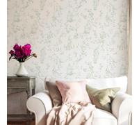 Green Floral Flower Animal Jungle Self-Adhesive Wallpaper - Toile Peel and Stick Botanical Forest Bird Design for Bathroom and Kids' Rooms (Green)