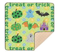 Green Floral Halloween Pumpkin Cute Foldable Baby Playmat for Indoor Outdoor Washable Foldable Tummy Time & Crawling Mat for Baby Toddler Infant, 50'' x 50''alfombras con Musica para