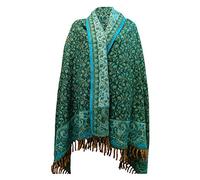 GREEN FLORAL HANDMADE LUXURIOUS SCARF SHAWL WRAP DECORATION WOOLEN SCARF BLANKET OVERSIZED REVERS ABLE WINTER SCARF PURE YAK WOOL SCARF SHAWL