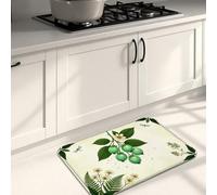 Green Floral Kitchen Mats for Floor, Nature Inspired Botanical Soft Mats, Summer Cushioned Comfort Washable Decor Rugs for Kitchen Sinks Laundryroom Bathroom 20x31 Inch
