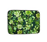 Green Floral Laptop Sleeve for Women Men, 10 Inch Waterproof Laptop Bag Lightweight Notebook Computer Cover Bag