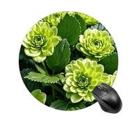 Green Floral Mouse Pad Round Laptop Mouse Mat Cute Computer Mousepad Keyboard Pad Non-Slip Desk Pads for Gaming Office Work Home
