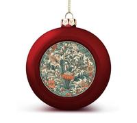 Green Floral Pattern Christmas Balls Ornaments 2PCS Christmas Tree Hanging Ball Personalization Red-Style Xmas Trees Ball Pendant for Holiday Party Decoration Supplies