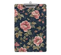Green Floral Pattern Clipboard, A4 Acrylic Clipboards with Hanging Hook, Ultra Lightweight & Shatterproof Writing Board for Office, Nurses, 8.5" X 12.5"