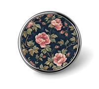 Green Floral Pattern Lapel Pin, Metal Round Badge Lightweight, Fashionable Brooch Pins for Clothing, Ideal Gift for Family & Friends