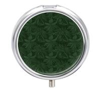Green Floral Pattern Pill Case Pill Box with 3 Compartments
