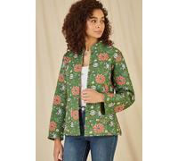 Yumi Green Floral Print Reversible Cotton Quilted Jacket 10 Green