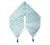 Green Floral Printed Table Runner with Tassels | Decorative Oblong Design