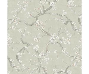 Green Floral Wallpaper Cherry Blossom Sage 78199-1 AS Creation Room Decor