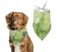 Green Floret Dog Bandana, Soft Breathable Pet Scarf, Personalized Dog Bib Kerchief for Small Medium Large Dogs Cats, Exquisite Pet Neckerchief for Daily Wear, Travel, Party