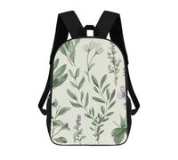 Green Flower Herb Sage Leaves And Branches Backpack for Women Men, Durable 600D Polyester Bookbag with Large Capacity, Lightweight 17 Inch Laptop Backpack Minimalism Casual Daypack for Work, Travel