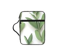 Green Flower Herb Sage Leaves and Branches Bible Cover with Zipper, Bible Case Organizer with Handle, Water-Resistant Oxford Fabric Bible Bag for Women Men 27x20cm