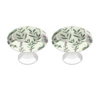 Green Flower Herb Sage Leaves And Branches Cabinet Knobs 2Pcs Drawer Knobs Stainless Steel Cabinet Pulls with 2 Screw Bathroom Cabinet Knobs for Kitchen Cabinet, Door & Drawer, Wardrobe, Cupboard