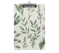 Green Flower Herb Sage Leaves and Branches Clipboard 8.5×12.5 Inch Acrylic Clip Board with Metal Clip A4 Letter Size Decorative Clipboard Cute Hanging Clipboards for Office, Teacher, Nurse, Doctor,