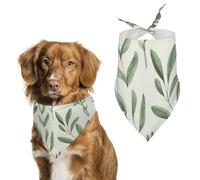 Green Flower Herb Sage Leaves and Branches Dog Bandanas for Feeding Grooming, Triangle Pet Bibs for Cats & Dogs Washable Fashion Pets Scarf for Party Travel 27.6 X 11.8 Inch