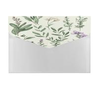 Green Flower Herb Sage Leaves and Branches File Folder with Snap&6 Pockets Reusable File Organizer Portable Document Paper Bill Receipt Organizer Plastic Envelopes for Office College Letter Size