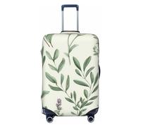 Green Flower Herb Sage Leaves and Branches Luggage Cover for Suitcase TSA Approved Elastic Suitcase Cover Anti-Scratch Travel Luggage Protector Cover Washable Trolley Case Cover Fit 18-32 Inch