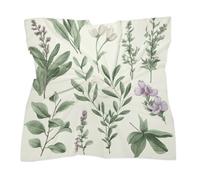 Green Flower Herb Sage Leaves And Branches Silk Like Head Scarf for Women Square Neck Scarf Satin Bandanas Fashion Headscarf