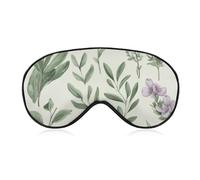 Green Flower Herb Sage Leaves and Branches Sleep Mask for Women Men, Soft Eye Mask with Adjustable Strap for Sleeping, Light Blocking Travel Blindfold for Nap Comfortable Eye Cover for Home Office