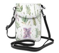 Green Flower Herb Sage Leaves and Branches Small Crossbody Bags, Printed Cell Phone Purse with Card Slots, Shoulder Handbag with Strap