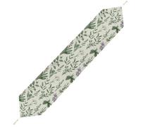 Green Flower Herb Sage Leaves and Branches Table Runner for Dining Table, Short Plush Runners Washable & Durable Tablerunner Modern Home Decor for Wedding, Kitchen, Holiday 178*33cm