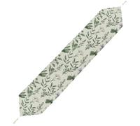 Green Flower Herb Sage Leaves and Branches Table Runner for Dining Table, Short Plush Runners Washable & Durable Tablerunner Modern Home Decor for Wedding, Kitchen, Holiday 229*33cm