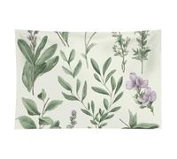 Green Flower Herb Sage Leaves And Branches Tapestry Wall Hanging - 40"x60" Aesthetic Tapestries Soft Polyester Wall Art Decor Large Tapestry for Bedroom Living Room Dorm Backdrop, Hanging Kit Included