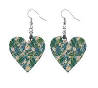 Green Flower Leaves Wooden Earrings for Women, Vintage Elegant Wood Jewelry, Lightweight Earrings for Wedding, Party, Everyday Jewelry Gift, Love, Wood, wood