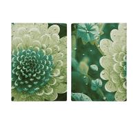 Green Flower Passport Holder for Women Men PU Leather Passport Travel Wallet with Multiple Pockets