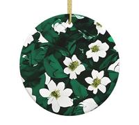 Green Flower Petals Pattern Decoration Christmas Decorations Double Sided Keepsake For Holiday Party Friends