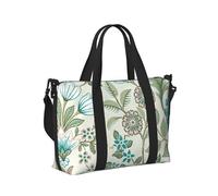 Green Flower. Print Women Men Travel Hand Bag for Foldable Portable Tote for Weekend Trips Travel