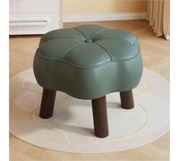Green Flower S Ottoman - Small Step Stool Leather Upholstered Footrest Low Wooden e Footrest for Corridor & Entrance Decor