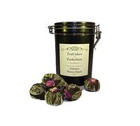 Green Flowering Artisan Tea Volcano Flower Burst 6 Tea Balls in Airseal Caddy TeaCakes of Yorkshire…