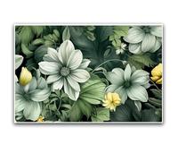 Green Flowers and Leaves Canvas Painting White Canvas Wall Art Traditional Poster Flower Poster Botanical Nature Art Print Indoor Decor for Home Offices Living Room Bedroom Dining Room farmhouse