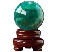 Green Fluorite Ball Crystal with Stand Decorative Stone Sphere Divination Witchcraft Gifts Spiritual Room Decor,9cm/3.5in Gemstone Stone