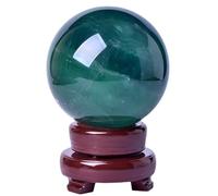 Green Fluorite Crystal Sphere Ball Polished Gemstone Sculpture Figurine with Stand,for,Divination,Home Decoration,9cm Gemstone Stone