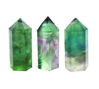 Green Fluorite Healing Crystal Wands, Pointed & Faceted for Reiki Chakra Meditation Therapy Decor (3-pcs S size)