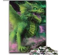 Green Flying Dragon Jigsaw Puzzles for Adults Teenagers Jigsaws Puzzle, Challenging Game Toys Every Piece Is Unique - Challenging Family Fun Game (70x100cm)