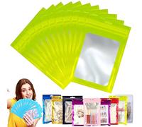 Green Foil Ziplock Smell Proof Mylar Holographic Packaging Resealable Storage Pouches Grip Seal Clear Plastic Bags, 100pcs 10x15cm for Food, Jewelry, Electronics