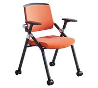 Green Folding Chair with Wheels - Mesh Back Office & Training Chairs, Commercial Conference Seating, Metal Guest Reception Chairs with Armrest for Waiting Rooms