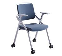 Green Folding Chair with Wheels - Mesh Back Office & Training Chairs, Commercial Conference Seating, Metal Guest Reception Chairs with Armrest for Waiting Rooms