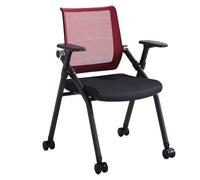 Green Folding Chair with Wheels - Mesh Back Office & Training Chairs, Commercial Conference Seating, Metal Guest Reception Chairs with Armrest for Waiting Rooms