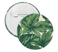 Green Foliage Botanical Badge Metal Round Pins, Lightweight Brooch for Backpack, Fashion Button Pins Badge for Shirts, Jackets, Shawl Coat, Unisex, 20PCS, Tinplate, metal round pins