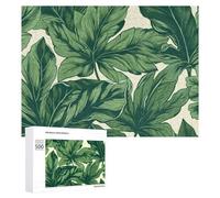 Green Foliage Botanical Puzzle for Adults Wooden Jigsaw Puzzle for Mother's Day Premium Puzzle with Unique Art Design Challenging Brain Teaser Birthday Gift for All Ages 500 PCS