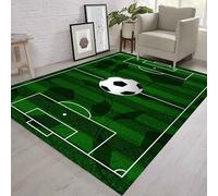 Green Football Field Area Rug, 60x110cm, Soccer Rug for Boys Bedroom, Sports Rugs Kids Room Washable Non-Slip Rugs for Playroom Classroom Kindergarten Nursery Living Room