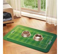 Green Football Field Pet Food Mat 23.62x15.71in Absorbent Non-Slip PU Leather Feeding Mat for Dogs Cats Rubber Bottom Fast Drying Rollable Pet Bowl Placemat