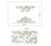 Green for Leaf Flower Wall Sticker Floral Decal for Home Room Decor Diagonal Design Removable PVC Material 30x60cm